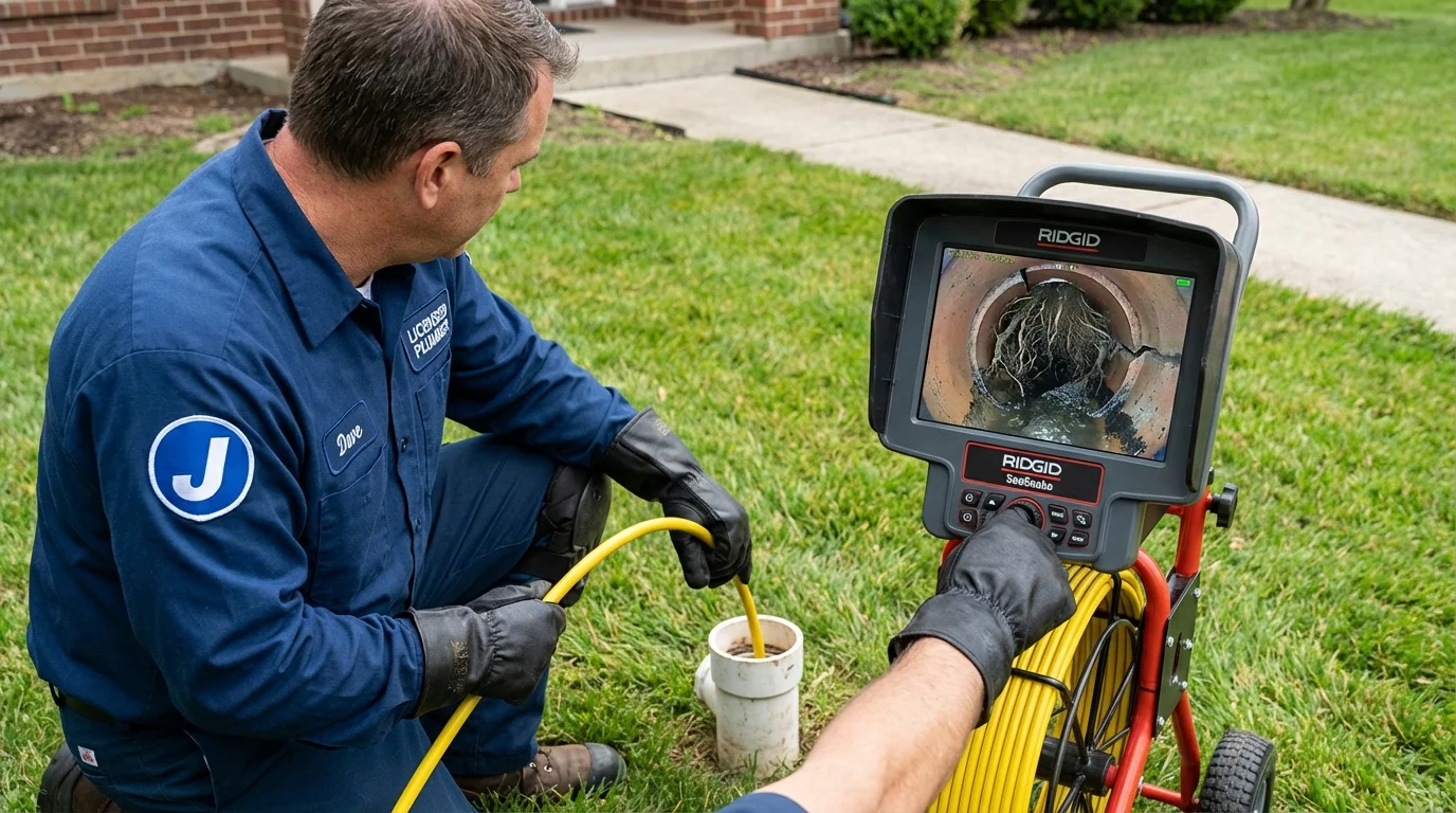 Sewer camera inspection being performed by Johns Plumbing LLC in Walton