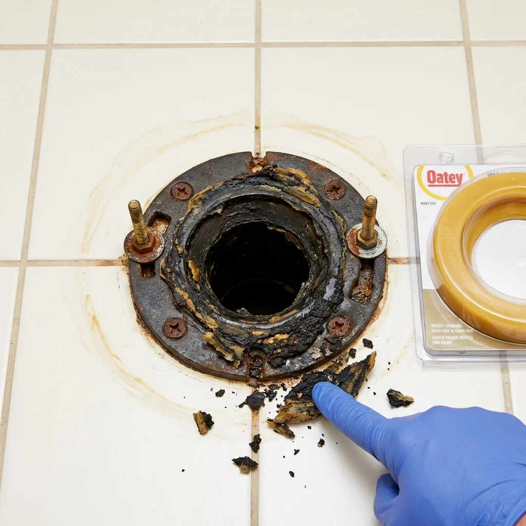 Failed wax ring showing water seepage at the base of a toilet in a Walton, KY home